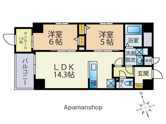大手門3丁目ビル(2SLDK/6階)の間取り写真