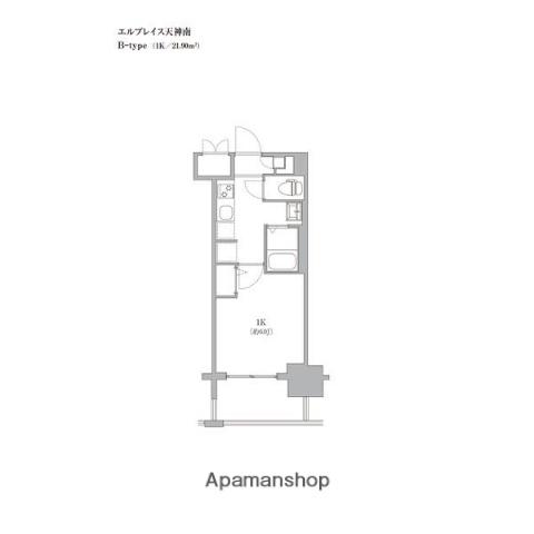エルプレイス天神南(1K/8階)の間取り写真