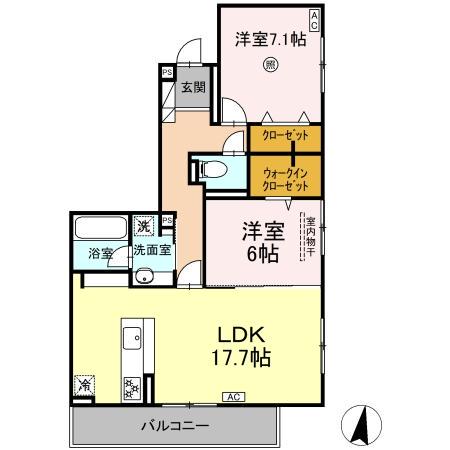 SINFARIA六本松(2LDK/2階)の間取り写真
