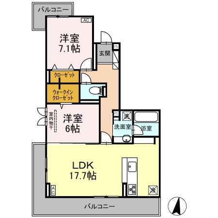 SINFARIA六本松(2LDK/3階)の間取り写真