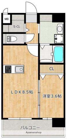 RESIAS ONE TENJINMINAMI BLDG(1LDK/2階)の間取り写真