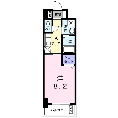 フレンテ二島Ⅱ(1K/4階)の間取り写真