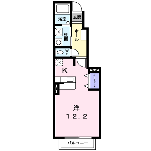 ブローテM・Y Ⅱ(ワンルーム/1階)の間取り写真