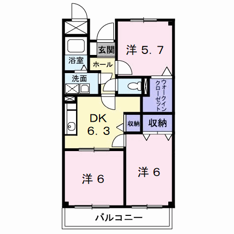 ハイツピュアティ(3DK/3階)の間取り写真
