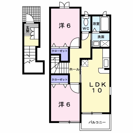 ペンサミエントC棟(2LDK/2階)の間取り写真
