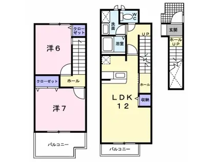 パインヒルズ(2LDK/2階)の間取り写真