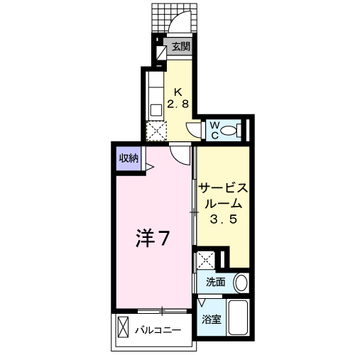 オーブアビタシオンⅢ番館(1K/1階)の間取り写真