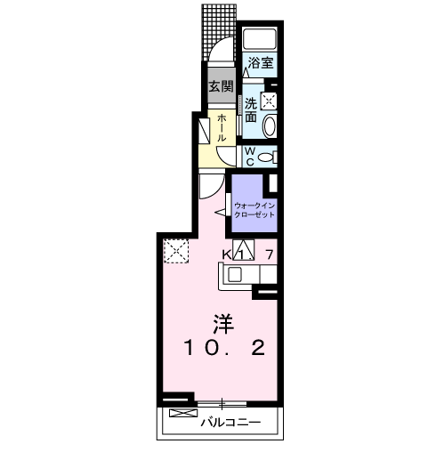 フェリスⅠ(ワンルーム/1階)の間取り写真
