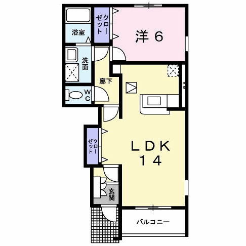 サンレミ葛原E(1LDK/1階)の間取り写真