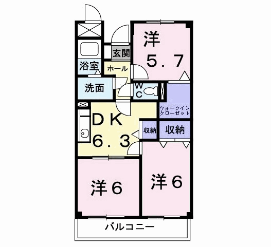ユーアイマンション赤坂(3DK/4階)の間取り写真