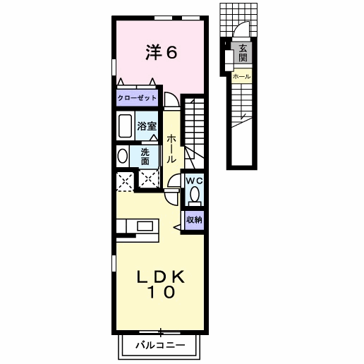 CLAIR S(1LDK/2階)の間取り写真