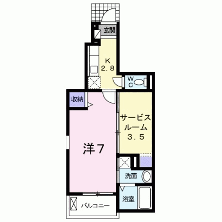 ラインハイム足立山A(1K/1階)の間取り写真