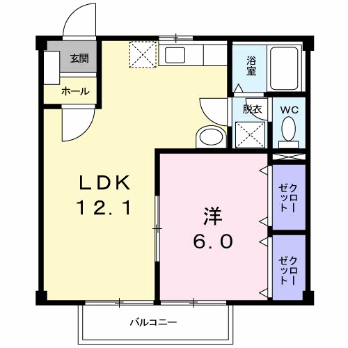 エクセル長尾(1LDK/2階)の間取り写真