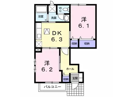 リバ-サイド広徳(2DK/1階)の間取り写真