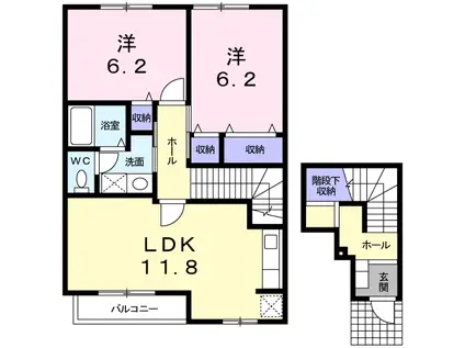 リバ-サイド広徳(2LDK/2階)の間取り写真