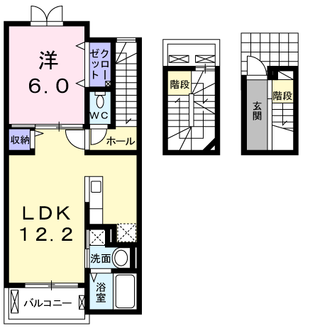 ティカルムルシャトー(1LDK/3階)の間取り写真