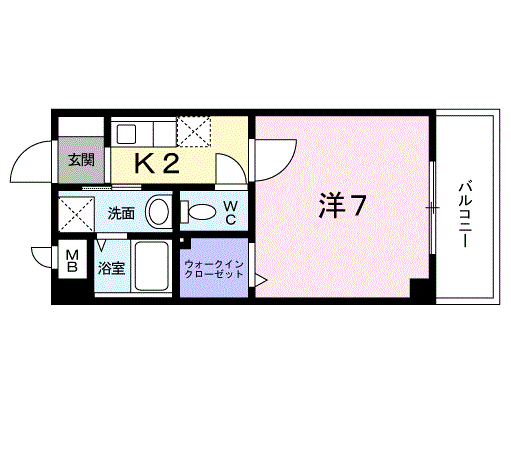 エルマーノ下到津(1K/2階)の間取り写真