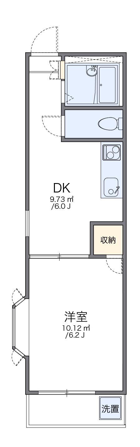 レオパレス本城東五番館(1DK/2階)の間取り写真