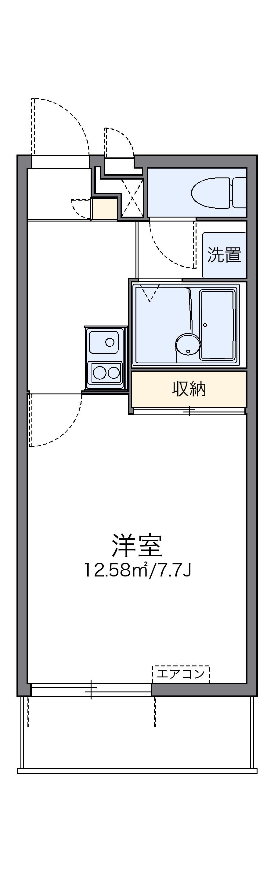 レオパレス川西(1K/1階)の間取り写真