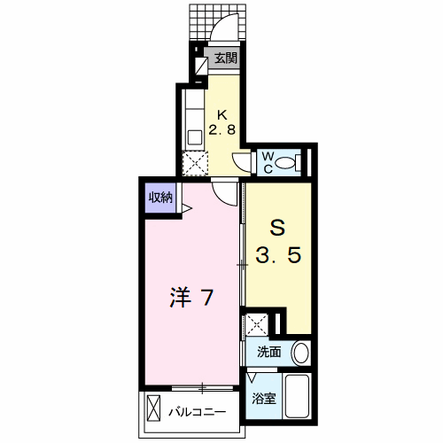 グレイス ワン(1K/1階)の間取り写真