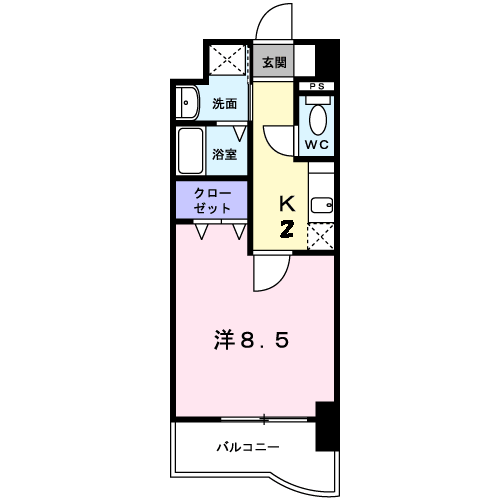 グランド・コスモ(1K/9階)の間取り写真