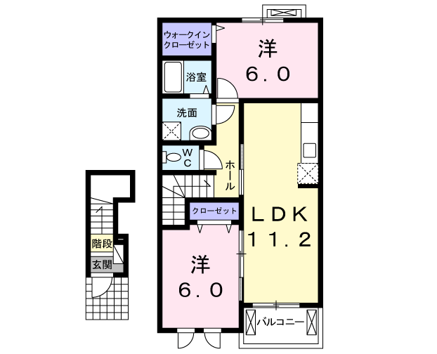 KIRARA B(2LDK/2階)の間取り写真