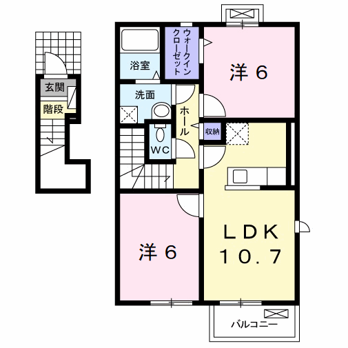 レジナスⅢ(2LDK/2階)の間取り写真