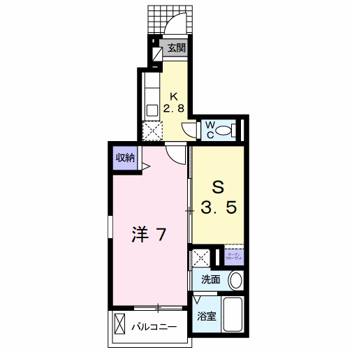 フレッシュリーA(1K/1階)の間取り写真