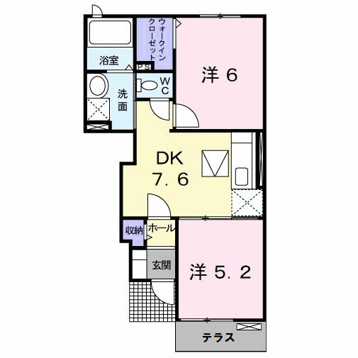 ブライトーUA(2DK/1階)の間取り写真