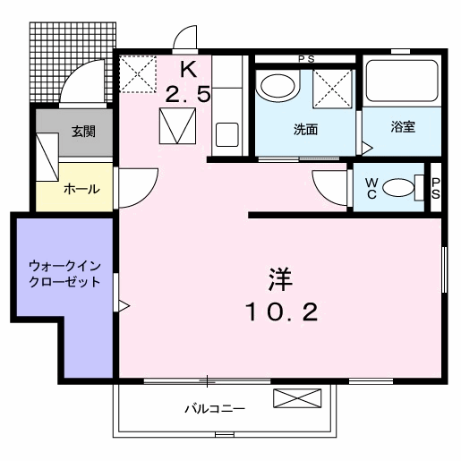 ハーモニーガーデン小文字Ⅱ(ワンルーム/1階)の間取り写真