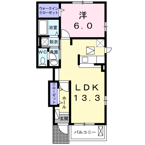ハーバーM(1LDK/1階)の間取り写真