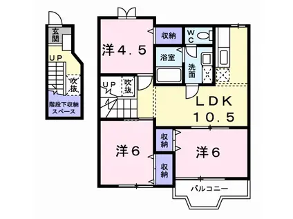 アメニティ田原新町A棟(3DK/2階)の間取り写真