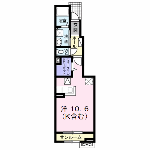グランツ2(ワンルーム/1階)の間取り写真