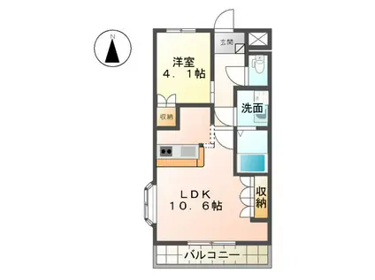 アルカディア(1LDK/2階)の間取り写真