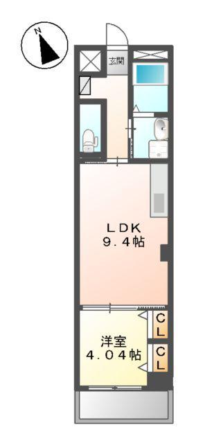   サンフローラ三郎丸(1LDK/3階)の間取り写真