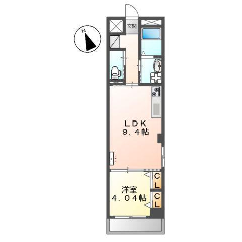   サンフローラ三郎丸(1LDK/1階)の間取り写真