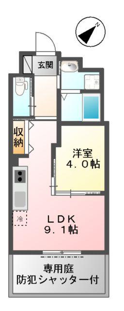 ESPOIR(1LDK/1階)の間取り写真
