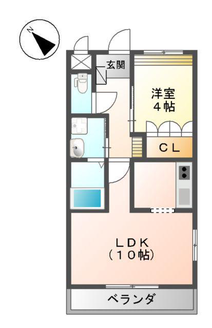 フローライトガーデン(1LDK/1階)の間取り写真