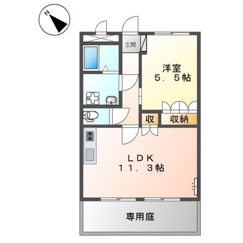 花みずき(1LDK/1階)の間取り写真