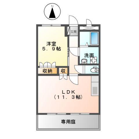 グランドソレーユ(1LDK/1階)の間取り写真