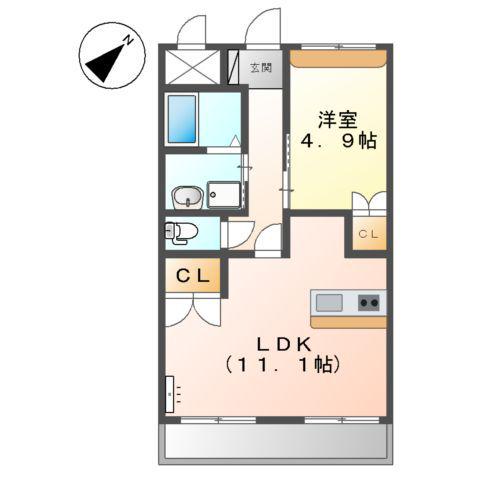 プランドール・アムール SY(1LDK/1階)の間取り写真