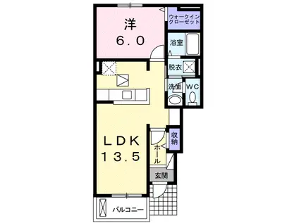 キー ミー ユ-(1LDK/1階)の間取り写真