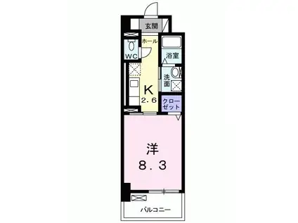 ラインスター三萩野(1K/1階)の間取り写真