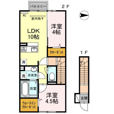 HNS D-ROOM IN 楡(2LDK/2階)の間取り写真
