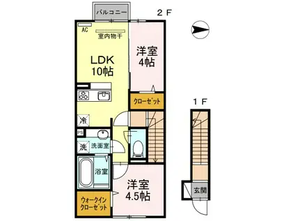 HNS D-ROOM IN 楡(2LDK/2階)の間取り写真