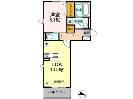 D-ROOMK&Y 穴生(1LDK/1階)の間取り写真