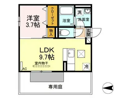 日田彦山線 南小倉駅 徒歩26分 2階建 築16年(1LDK/1階)の間取り写真