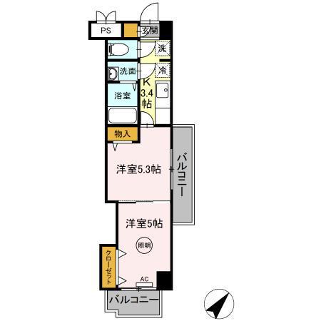 木下鉱産ビルⅡ(2K/3階)の間取り写真