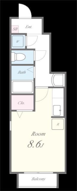 ラディエ足原(ワンルーム/1階)の間取り写真