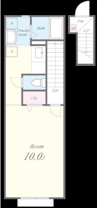 シャトレーヌII(ワンルーム/2階)の間取り写真